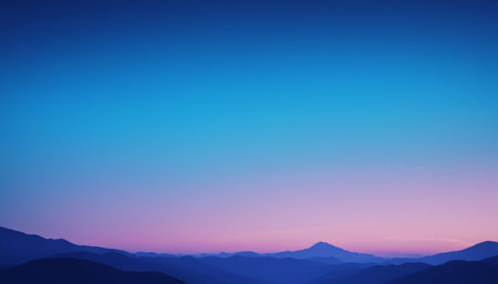 Beautiful sunset in the mountains. Mountain landscape with blue sky.の素材