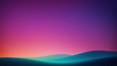 Landscape with hills and sky in violet and pink colors. Vector illustration.の素材
