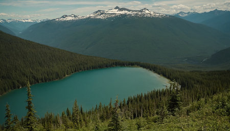 Mountain lake in Jasper National Park, Alberta, Canada. This lake is located in the Canadian Rockies.の素材