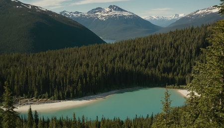 Beautiful turquoise lake in Jasper National Park, Alberta, Canadaの素材