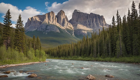 Scenic Banff National Park in the Canadian Rockies, Alberta, Canadaの素材