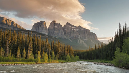 Canadian Rockies, Banff National Park, Alberta, Canada, in the summer.の素材