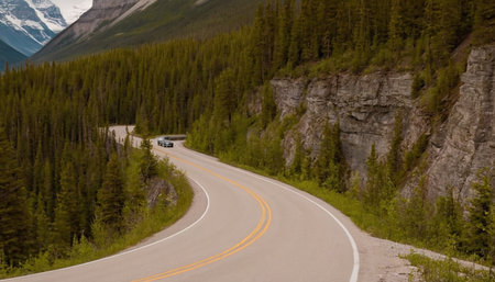 Scenic highway in the Canadian Rockies, Banff National Park.の素材