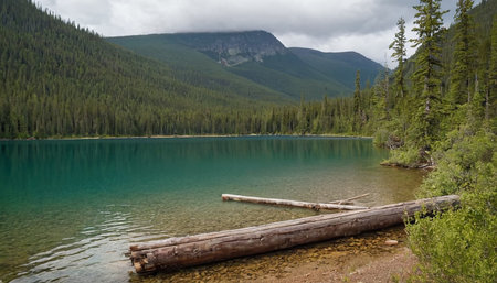 Mountain lake in the Canadian Rockies. The concept of active, ecological and photo tourismの素材