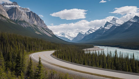 Scenic Icefields Parkway, Banff National Park, Alberta, Canadaの素材