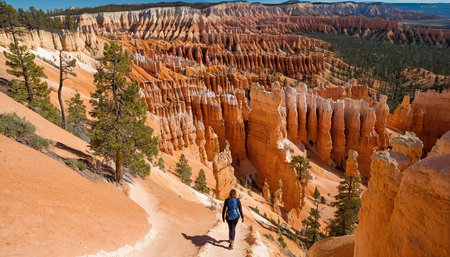 Hiker in Bryce Canyon National Park, Utah, United States.の素材