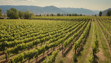 Aerial view of a vineyard in the countryside of South Italyの素材