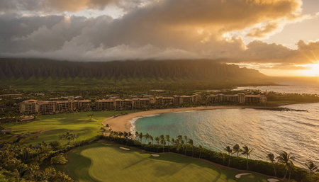 Aerial view of a beautiful tropical beach in Maui, Hawaii.の素材