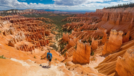 Hike in the Utah mountains. Hiking in unusual natural landscapes.の素材