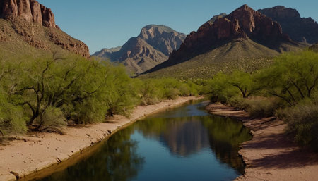 River in the Red Rock Canyon, Arizona, USA.                           .の素材