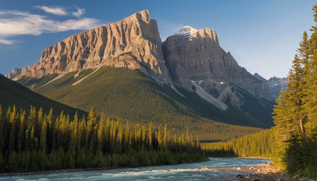 Mountain landscape in Banff National Park, Alberta, Canada.の素材