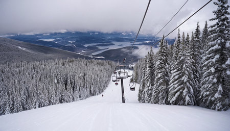 Ski resort in the mountains of the Carpathians, Ukraineの素材