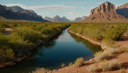 A small river in the desert of Arizona, United States of Americaの素材