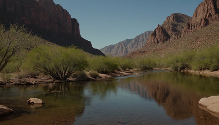 River in the Red Rock Canyon of the Mojave Desert, Arizonaの素材