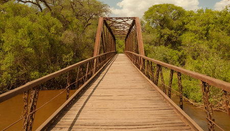 Old wooden bridge over the river in Kruger National Park, South Africaの素材