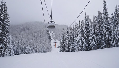 Ski lift in the mountains. Ski resort in the Carpathiansの素材