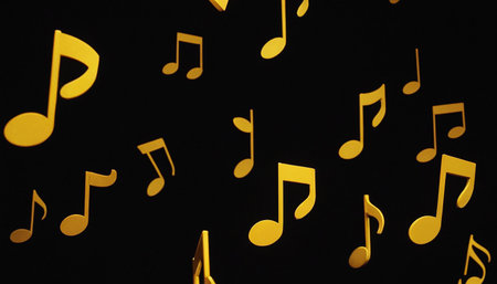 Music notes on black background. Music concept. 3D Renderingの素材