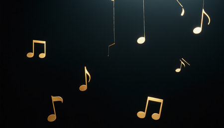 Music notes on black background. Music concept. 3D Renderingの素材