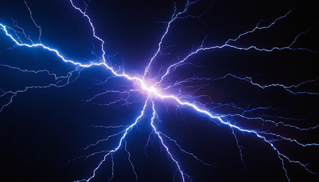 Lightning in the dark, 3d illustration, computer generated imageの素材