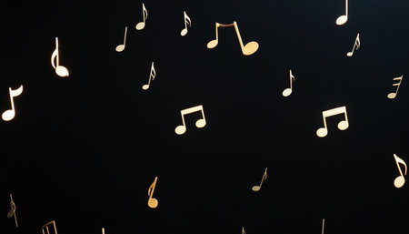 Music notes on a black background. Music notes on black background.の素材