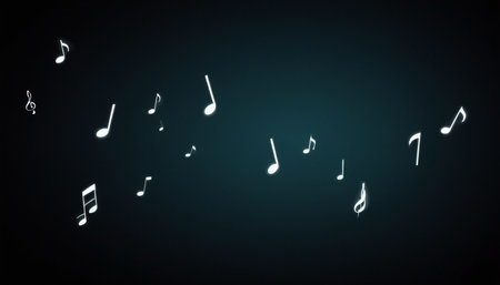 music notes on a black background, 3d rendering, computer generatingの素材