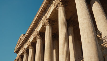 Pillars of the Pantheon in Paris, France. Architectural detail.の素材