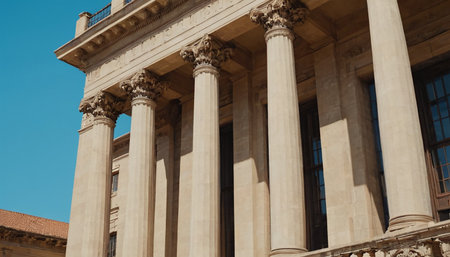 Detail of the facade of the British Museum in London, UKの素材