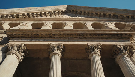 Detail of the facade of the Pantheon in Paris, Franceの素材