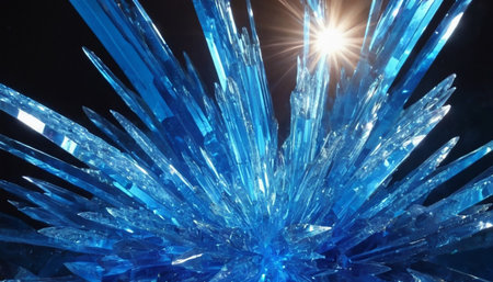 Blue crystal. Abstract background. 3d rendering, 3d illustration.の素材