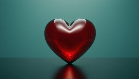 Red heart on a dark background. 3d render, 3d illustration.の素材