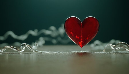 Red heart on a dark background. Valentine's Day. Love concept.の素材