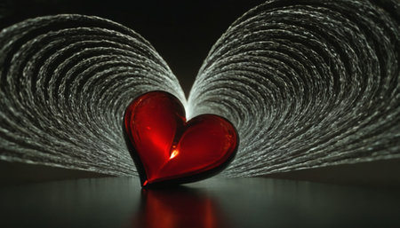 Red heart on a dark background. Valentine's Day. Love.の素材