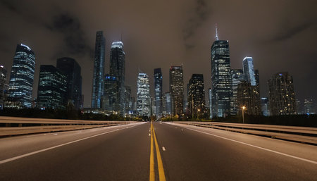 Highway in Shanghai at night, China. Long exposure photography.の素材