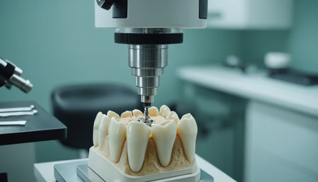 Dental technician working in dental laboratory. Dentistry and healthcare concept.の素材