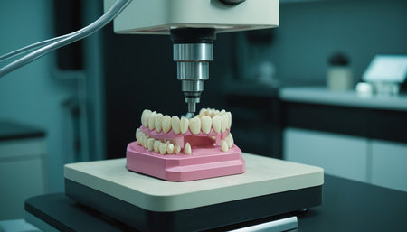 Dentist working with teeth model in dental laboratory. Dentistry conceptの素材
