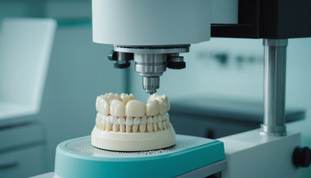 Dental technician working in dental laboratory. Dentistry and orthodontics concept.の素材
