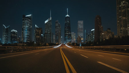 the light trails on the modern building background in shanghai china.の素材
