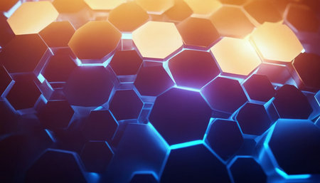 Abstract 3d rendering of hexagon background. Futuristic technology style. Elegant background for business presentations.の素材