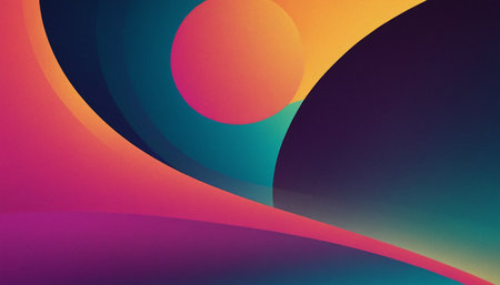 abstract colorful background with lines and waves in the form of circlesの素材