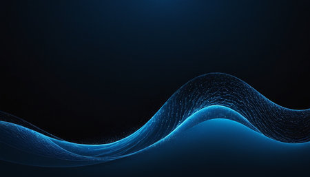 Abstract blue wave on dark background. Vector illustration for your design.の素材