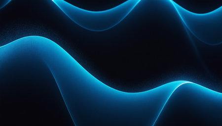 Blue abstract waves on dark background. 3D rendered fractal.の素材