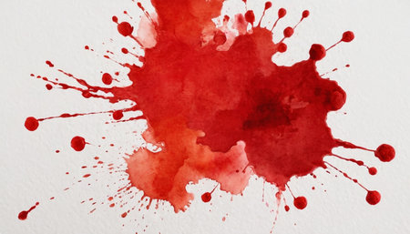 Abstract watercolor background. Red paint splashes isolated on white backgroundの素材