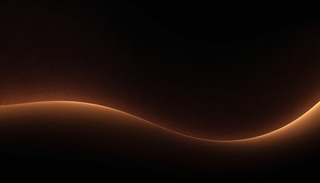 abstract background with a glowing wavy pattern on a black backgroundの素材