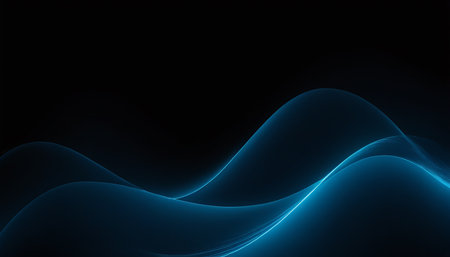 abstract blue wavy lines on a black background, abstract backgroundの素材