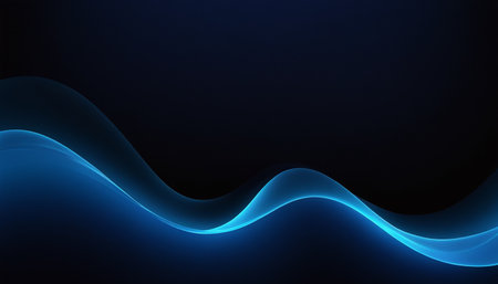 Blue abstract wave on dark background. Vector illustration for your design.の素材