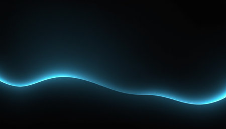 abstract blue light wave on dark background with copy space for textの素材