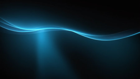 abstract blue waves on dark background with copy space for your textの素材