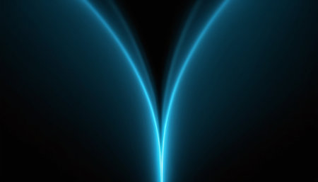 Abstract blue light lines on black background. 3D rendering illustration.の素材