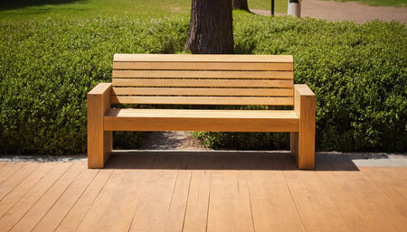 Wooden bench in the park. Wooden bench in the park.の素材