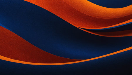 abstract background made of curved paper sheets in orange and blue colorsの素材